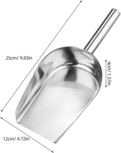 SEWACC 2 Pcs Stainless Steel Ice Cube Shovel Flat Bottom Food Scoop for Coffee Beans Flour Beans Candy Nuts Kitchen Bar Restaurant Storage and Transport in Kuwait
