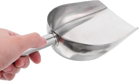 SEWACC 2 Pcs Stainless Steel Ice Cube Shovel Flat Bottom Food Scoop for Coffee Beans Flour Beans Candy Nuts Kitchen Bar Restaurant Storage and Transport in Kuwait