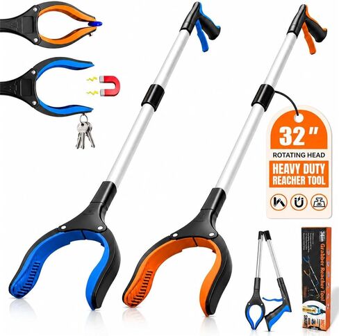 عبوتان من أداة Grabber Reacher مقاس 32 بوصة، أداة التقاط من LEGENDONE قابلة للطي لكبار السن، مقبض علوي عالي التحمل، منتقي قمامة بمخلب عريض 4 بوصات، قبضة قوية | مغناطيس قوي| رأس دوار 360 درجة in Kuwait