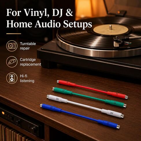 أسلاك رأس 4 عبوات، سلاسل OFC Litz فضية | لـ Vinyl DJ Home Audio، متوافق مع Audio Technica، متوافق مع التقنيات in Kuwait