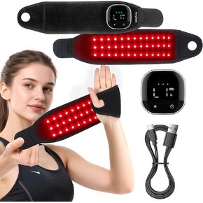 لفافة معصم للعلاج بالضوء الأحمر، 36 مصباح LED مع حرارة مهدئة، جهاز علاج قابل لإعادة الشحن لراحة المفاصل والعضلات، دعامة دعم سوداء بحواف سوداء in Kuwait