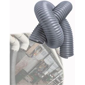 خرطوم قناة من أسلاك الفولاذ الرمادي PVC المرن مقاس 400 سم / 157.5 بوصة - خرطوم تجميع الغبار للتهوية الصناعية والأعمال الخشبية (8 × 400 سم / 3.15 × 157.5 بوصة) - متانة عالية، سهل التركيب in Kuwait