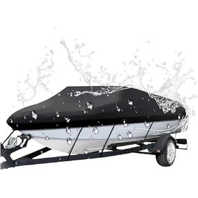 غطاء قارب عالي التحمل لجهاز Tracker Bass Tracker Pro 17 1990–2026، قماش أكسفورد من الدرجة البحرية، غطاء قارب سريع مقاوم للأشعة فوق البنفسجية قابل للقطر مع حاشية مرنة وأشرطة قابلة للتعديل in Kuwait