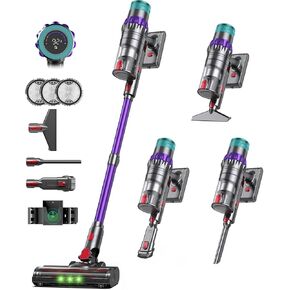 Cordless Vacuum Cleaner, 650W Brushless Motor 60KPa Stick Vacuum with Smart Auto Mode, Up to 75 Min Runtime Anti-Tangle Rechargeable Handheld Vacuum for Home Pet Hair Hardwood Floor Carpet in Kuwait