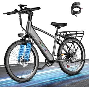 Electric Bike for Adults,26" Mountain Ebike with 48V 12Ah Removable Battery,1500W Peak Motor Up to 25MPH 65 Miles Range,7 Speed Electric Bicycles with Rear Rack for City Cruiser Commuter in Kuwait