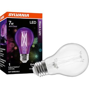 لمبة إضاءة LED سوداء من سيلفانيا، 7 وات، A19، قاعدة متوسطة، شفافة - عبوتان (45052) in Kuwait