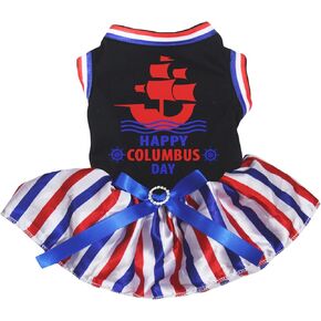 Petitebella Happy Columbus Day Ship Puppy Dog Dress (Black/Striped Stars, X-Small) in Saudi Arabia