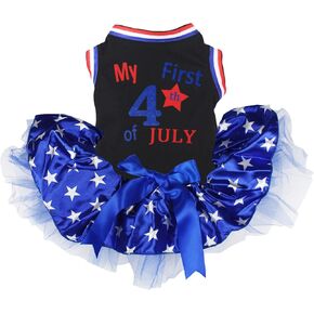 Petitebella My First 4th of July Puppy Dog Dress (Black/Blue Stars, XX-Large) in Saudi Arabia