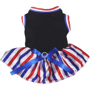 Petitebella USA Theme Plain Puppy Dog Dress (Black/Striped Stars, XXX-Large) in Saudi Arabia