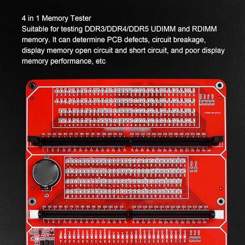 Hilitand Memory Tester, Diagnostic Tool for DDR3 DDR4 DDR5 RAM, with LED Indicators for Open Short Circuit Detection, Compatible with Desktop Server Computers in Kuwait