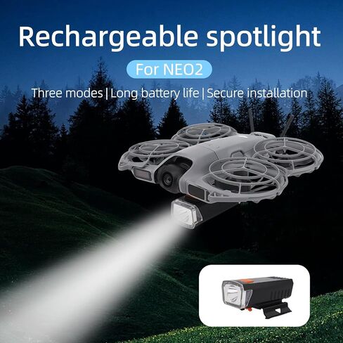 كشاف NEO 2 LED للطيران الليلي، كشاف ليلي للطائرة بدون طيار، ضوء ملاحة LED ملحقات إضاءة لـ DJI Neo 2، قابلة لإعادة الشحن (أسود) in Kuwait