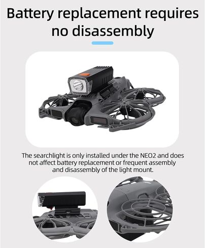 كشاف NEO 2 LED للطيران الليلي، كشاف ليلي للطائرة بدون طيار، ضوء ملاحة LED ملحقات إضاءة لـ DJI Neo 2، قابلة لإعادة الشحن (أسود) in Kuwait