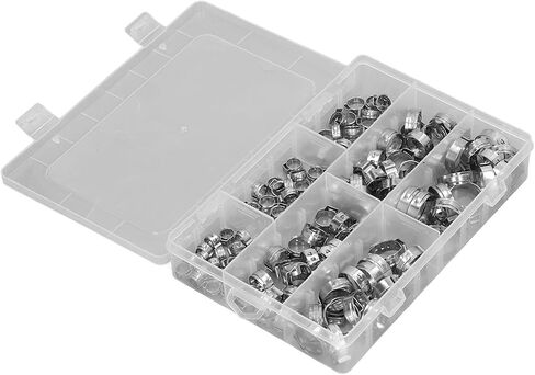Generic 130 قطعة 304 مجموعة مشابك خرطوم من الفولاذ المقاوم للصدأ، 7 أحجام مشابك أنابيب الوقود لإصلاح السيارات والسباكة للاستخدام المنزلي الصناعي in Kuwait