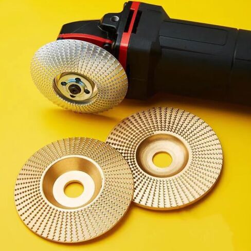 Angle Grinder Wood Carving Disc Set, 3Pcs Gold Grinding Wheel 5/8" Arbor | Tungsten Carbide Sanding Pads for 4 or 4.5 Inch Sander Tool, Heavy Duty Shaping Blades Kit for Stump Woodworking in Kuwait