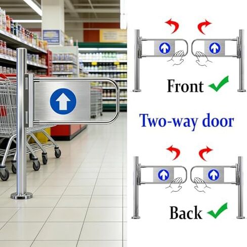 Automatic Swing Gate for Market Entrance - Two-Way Stainless Steel Pedestrian Door, 180° Safety Swing Gate (75x100cm) - Secure Automatic CNG Access Control Solution in Kuwait