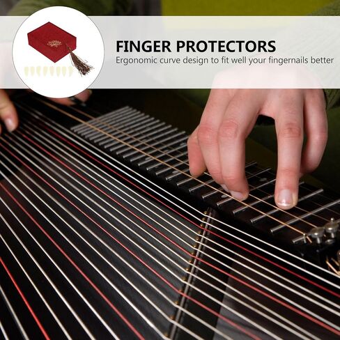 Kisangel Guzheng Fake Nails 8pcs Small Size White Finger Picks Storage Box Professional Guzheng Practice Tools for Adults in Kuwait