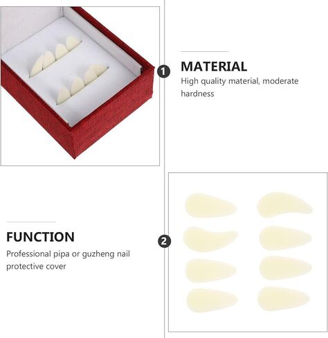 Kisangel Guzheng Fake Nails 8pcs Small Size White Finger Picks Storage Box Professional Guzheng Practice Tools for Adults in Kuwait