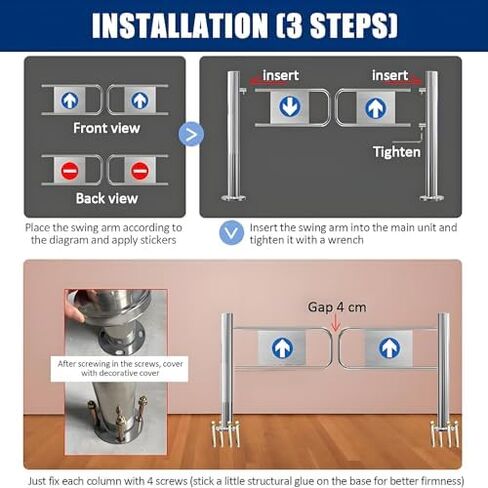 One-Way Traffic Door，Automatic Rebound Swing GateAutomatic Closing Metal Swing Gate - One-Way Traffic Safety Gate for Supermarkets & Warehouses, Built-in Spring Design, Secure Access 60x100c in Kuwait