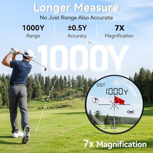 MOESAPU Golf Range Finder with Slope, 1200 Yards Golf Rangefinders with Magnetic Strip and Rechargeable Battery, Pin Lock Vibration, High Transmittance LCD, Golf Accessories for Golfers in Kuwait