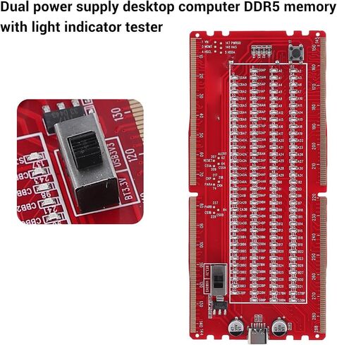 بطاقة اختبار ذاكرة الوصول العشوائي DDR5 من Fafeicy، مصدر طاقة مزدوج، فتحة سطح المكتب لخادم RDIMM، ضوء LED، سرعة 6.4 جيجابت في الثانية، مثالية لإصلاح اللوحة الأم للكمبيوتر in Kuwait