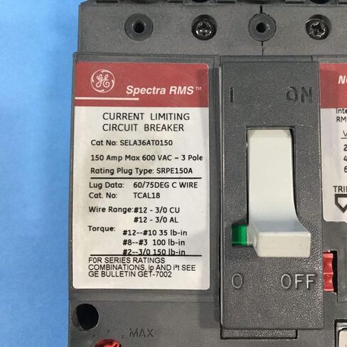 GE SELA36AT0150 مسمار مثبت من النوع SEL قاطع دائرة مقولب 3 أقطاب 150 أمبير 600 فولت تيار متردد أطياف RMS in Kuwait