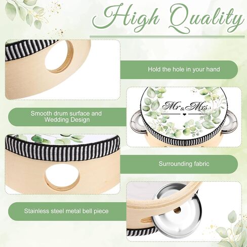 72 Pcs Tambourine Bulk for Adults Wedding Wooden Hand Held Drum with Metal Jingles Ribbon Mini Tambourine Gift Musical Instrument for Guests Church Wedding Bridal Shower Party Favor Decorations in Kuwait