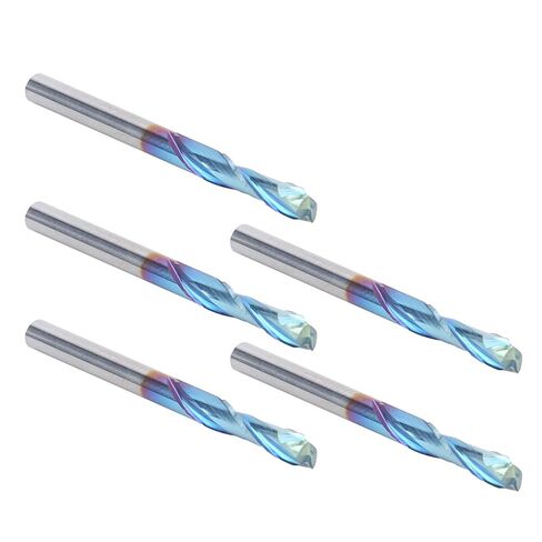 5 Piece Milling Cutter Set 2 Flute Straight Shank Tungsten Steel End Mill for CNC Carving and Metalworking 3.175 x 12 x 40 mm Nano Blue Coating for Aluminum Copper and Steel in Kuwait