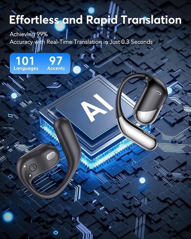 Translation Earbuds Real Time - AI 144 Language Translator Earbuds, 5.4 Ear Buds with ENC Noise Canceling Mic, LED Power Display, IPX7 Waterproof Headset for Workout Running, Purple in Saudi Arabia
