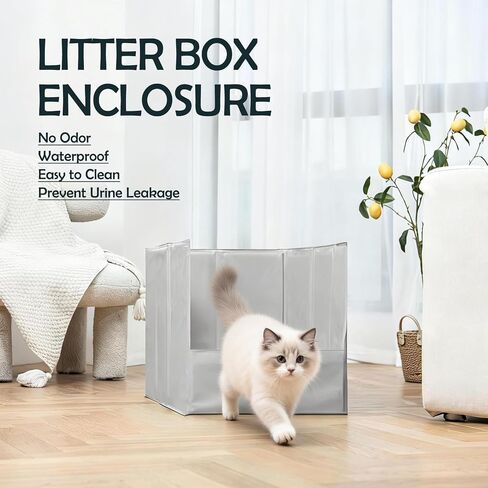 Meexpaws Cat القمامة مربع مربع البقع الدقيقة واقي قابلة للطي 24.4 × 16.5 × 15.7 بوصة ، واقي القمامة Pee Pee Crashlist ماء تمامًا ، لا يوجد تجميع مطلوب ، محمول ، واقي جدار in Kuwait