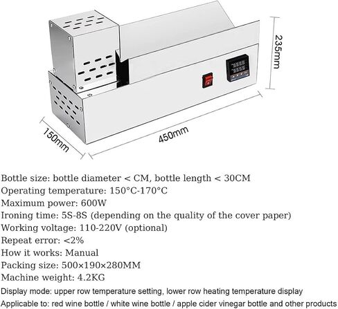 Electric PVC Capsule Shrinking Machine,Wine Capsule Sealing Machine with Thermostatic Digital Display for 80mm PVC Capsules in Kuwait
