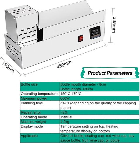 PVC Capsule Shrinking Machine, 600W Wine Bottle Heat Shrinker with Digital Temperature Control 150-170°C, 5-8s Fast Sealing in Kuwait