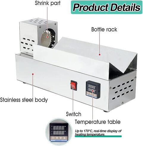 PVC Capsule Shrinking Machine, 600W Wine Bottle Heat Shrinker with Digital Temperature Control 150-170°C, 5-8s Fast Sealing in Kuwait