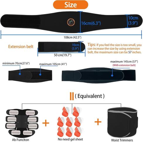 Electronic Muscle Stimulator, EMS Abs Stimulator Fitness Belt 8 Modes for Fat Burning & Muscle Toning, Rechargeable Fitness Strength Training Workout Equipment for Men and Women in Kuwait