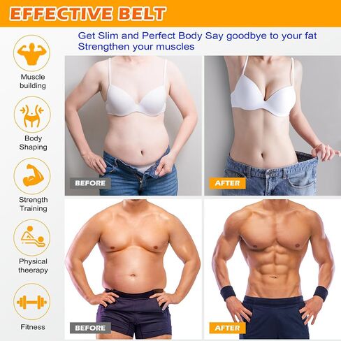 Electronic Muscle Stimulator, EMS Abs Stimulator Fitness Belt 8 Modes for Fat Burning & Muscle Toning, Rechargeable Fitness Strength Training Workout Equipment for Men and Women in Kuwait