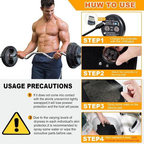 Electronic Muscle Stimulator, EMS Abs Stimulator Fitness Belt 8 Modes for Fat Burning & Muscle Toning, Rechargeable Fitness Strength Training Workout Equipment for Men and Women in Kuwait