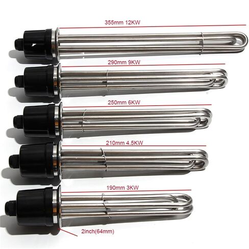 Immersion Water Heater for 220V 12KW 355mm Heating Element 2"Tri Clamp 63mm Flange SUS304 in Kuwait