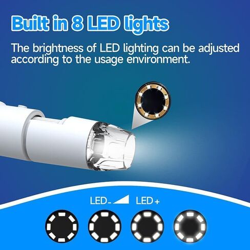 مجهر رقمي واي فاي 50X-1600X ديرماسكوب محمول مع كاميرا عالية الدقة 1080 بكسل، 8 مصابيح LED، اتصال USB لاسلكي محمول، بطارية قابلة لإعادة الشحن للتعليم والإصلاح والجمال والتحف in Kuwait