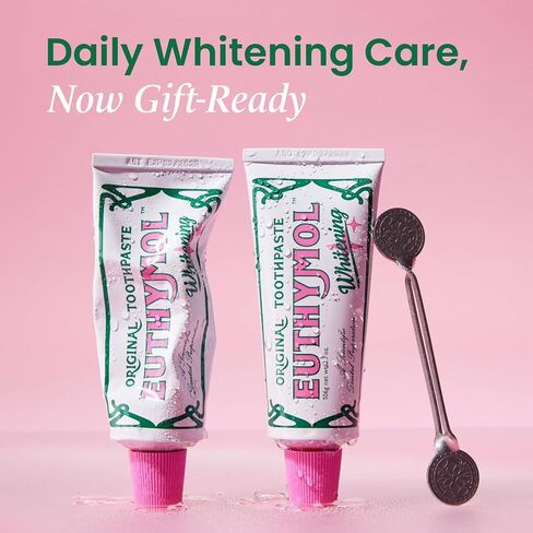 EUTHYMOL Whitening Toothpaste Gift Set (3.7fl oz*2, Sqeezer Set) - Stain Removal in 2 Weeks, Long-Lasting Freshness for Sensitive Gum & Teeth. Bad Breath, Cavity Prevention in Kuwait