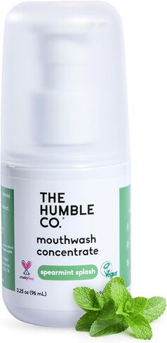 غسول الفم المركز من ذا هامبل كو لرائحة الفم الكريهة - غسول فم طبيعي خالٍ من الفلورايد للحصول على نفس منعش وصحة اللثة وحجم السفر للعناية بالأسنان ومنتجات نظافة الفم - النعناع in Kuwait