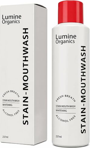 Lumine Organics Whitening Mouthwash, Stain Whitening Mouthwash Rinse for Fresh Breath & Cleaner Looking Teeth, Alcohol-Free Daily Oral Care Mouthwash, 8 fl oz (1 Pack) in Kuwait