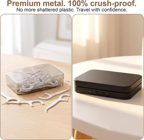 2 Pack Floss Pick Dispenser with Mirror, Portable Floss Dispenser for On-the-Go, Black Compact Metal Container Travel-Floss Picks Case in Kuwait