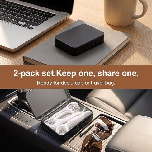 2 Pack Floss Pick Dispenser with Mirror, Portable Floss Dispenser for On-the-Go, Black Compact Metal Container Travel-Floss Picks Case in Kuwait