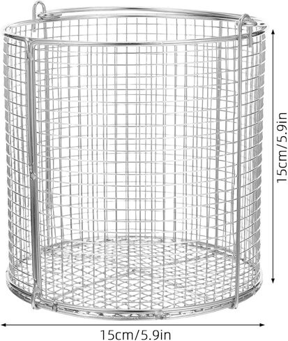 Kichvoe Stainless Steel Ultrasonic Cleaning Basket with Swinging Handle 5.90In Dip-and-Drain Parts Basket High-Temperature Resistant for Industrial Laboratory Use in Kuwait