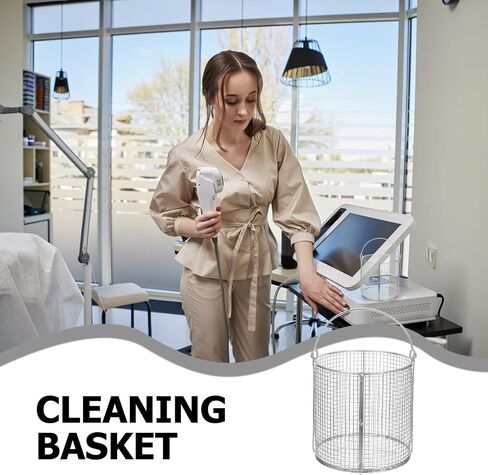 Kichvoe Stainless Steel Ultrasonic Cleaning Basket with Swinging Handle 5.90In Dip-and-Drain Parts Basket High-Temperature Resistant for Industrial Laboratory Use in Kuwait