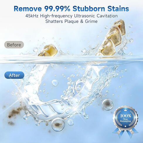 Ultrasonic Retainer Cleaner with UV Light - 45kHz Deep Cleaning Pod for Dentures, Aligners, Night Guards - Includes Cleaning Brush, 200ml Capacity (Snow-White) in Kuwait