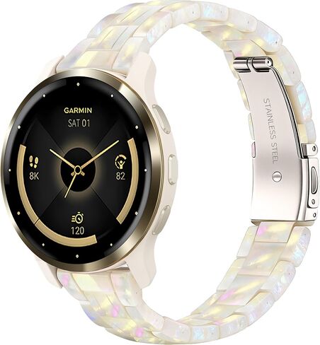 سوار ساعة من الراتنج مقاس 18 ملم متوافق مع Garmin Venu 4 41mm/Vivoactive 4S/Vivomove 3S/Venu 3S/Venu 2S، حزام سوار خفيف الوزن لـ Forerunner 265S/255S/255S in Kuwait