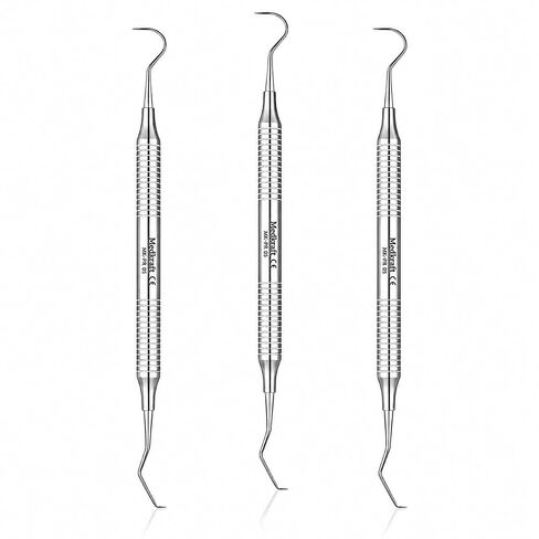 Medkraft Dental Probe No.5 Explorer - مجموعة من 3 - اختيار الأسنان للكشف عن الجير البلاك - أدوات تنظيف الأسنان - الفولاذ المقاوم للصدأ بدرجة جراحية - مقبض مخرش - أدوات طب الأسنان الاحترافية in Kuwait
