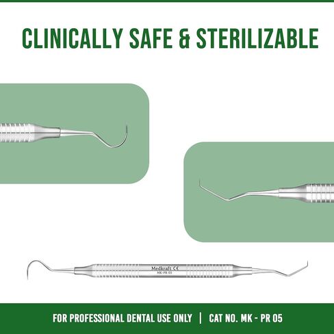 Medkraft Dental Probe No.5 Explorer - مجموعة من 3 - اختيار الأسنان للكشف عن الجير البلاك - أدوات تنظيف الأسنان - الفولاذ المقاوم للصدأ بدرجة جراحية - مقبض مخرش - أدوات طب الأسنان الاحترافية in Kuwait
