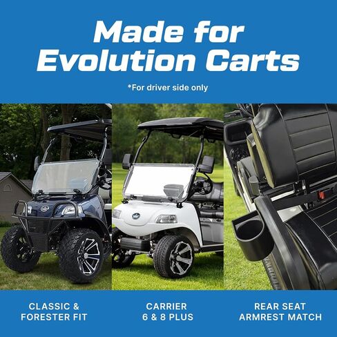 حامل أكواب عربة الجولف Evolution - D2 Classic Carrier & Forester مسند ذراع المقعد الخلفي - زجاجة مياه وحامل أكواب لجانب الركاب الخلفي - حامل مشروبات متين وشديد التحمل في المقعد الخلفي | أسود in Kuwait