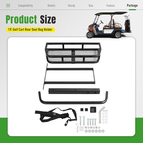 WUTIST Golf Bag Holder Compatible with Club Car/EZGO/Yamaha with 2" Receiver Golf Cart Rear Seat Bag Holder Rack Steel Powder Coated Black in Kuwait